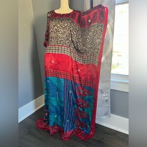Elegant Red and Blue Maxi farasha Dress size M- L